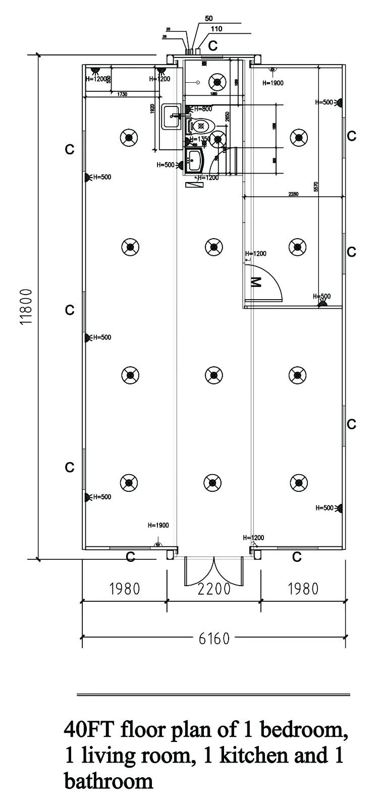 Plano de referencia del modelo EXPANDHOME de 72 metros cuadrados